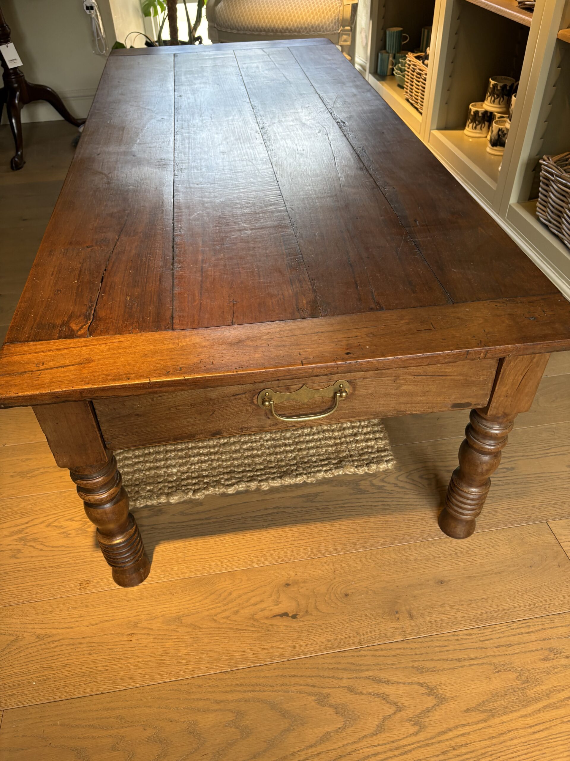 71 wide x 165 long x 46 high Antique French Fruitwood Coffee Table - Image 1